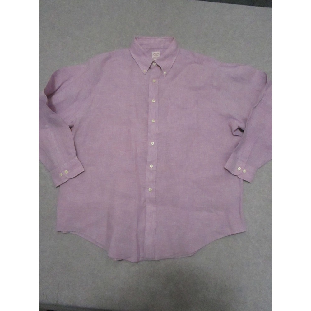 Brooks Brothers Shirt Mens XXL Lavender Irish Linen Button Up Dress Vintage